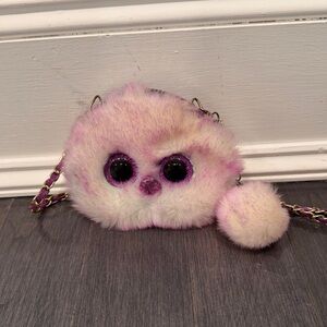 TY Fashion Beanie Boos Kenya the Ostrich Mini Crossbody Purple Fuzzy Purse Girls